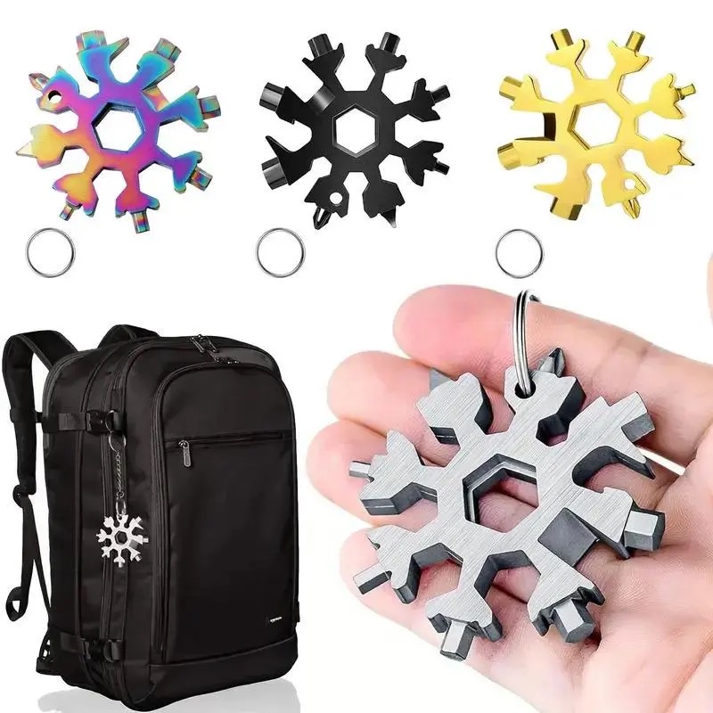 18-in-1 Snowflake Multi-tool Stainless Steel Portable Wrench All-in-One
